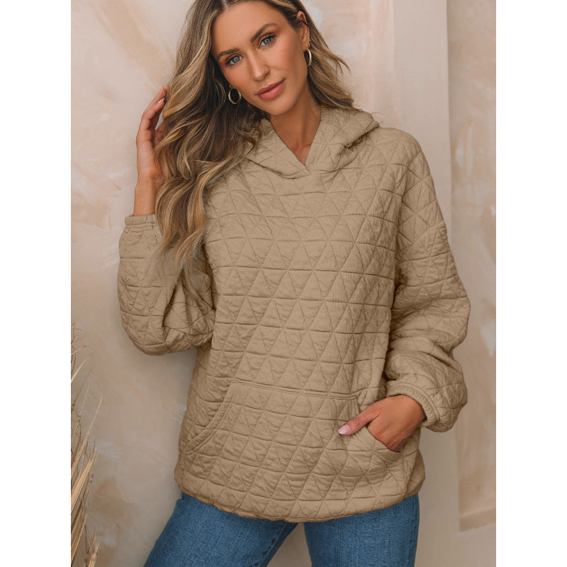 Damen gesteppter Kapuzenpullover mit praktischen Taschen EB