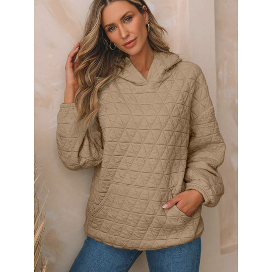 Damen gesteppter Kapuzenpullover mit praktischen Taschen EB
