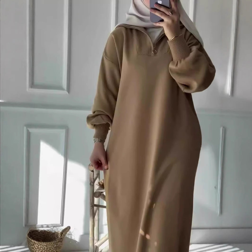 Damen Kapuzenkleid mit Reißverschluss und lässigem Schnitt EB
