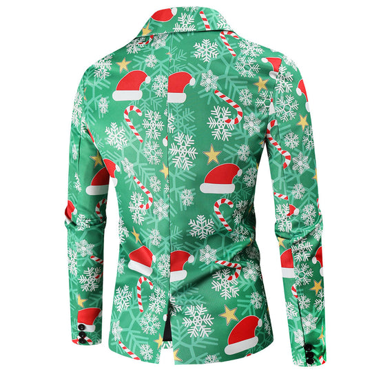 Herren Festlicher Blazer mit weihnachtlichem Motiv und modernem Schnitt EB