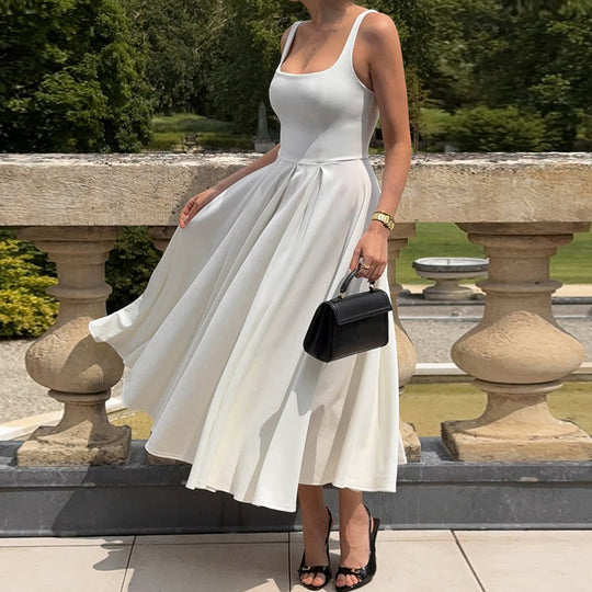 Damen Elegantes Maxikleid mit A-Linie und breiten Trägern EB