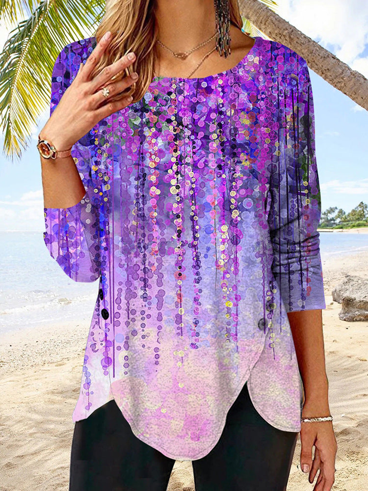 Damen Langärmeliges Oversize-Sweatshirt mit abstraktem Aquarell-Mosaikprint EB