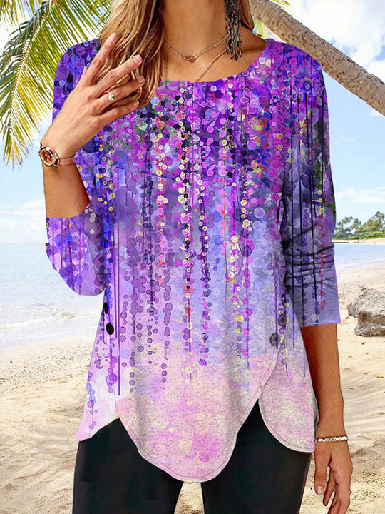 Damen Langärmeliges Oversize-Sweatshirt mit abstraktem Aquarell-Mosaikprint EB