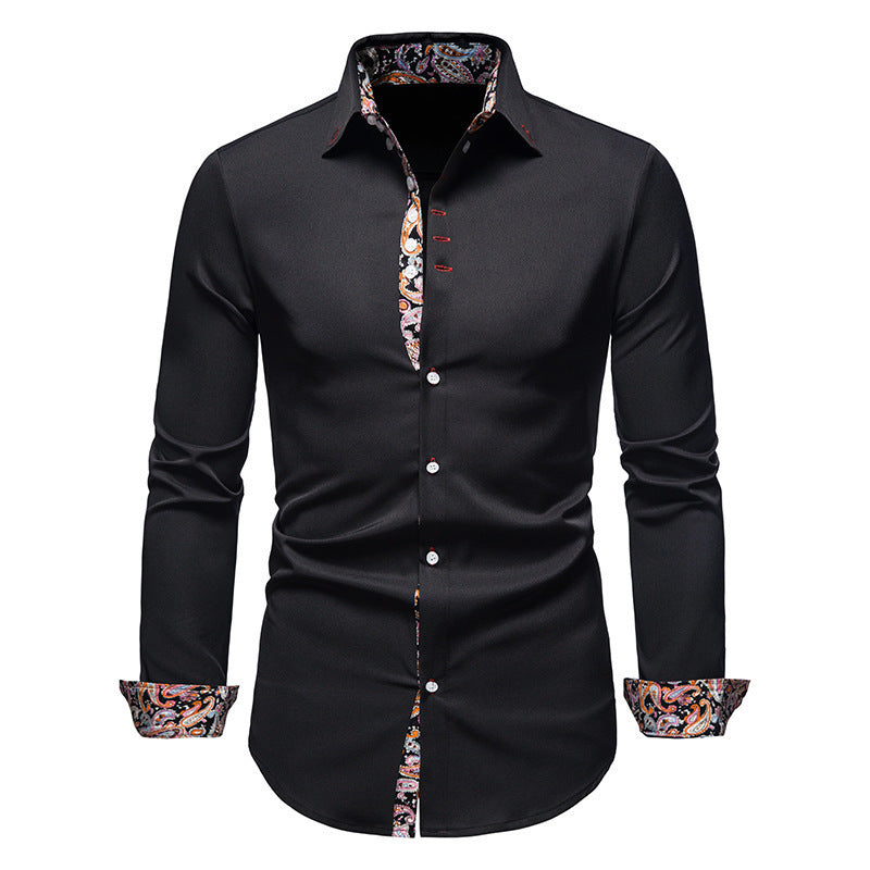Herren Langarmhemd mit modernem Paisley-Muster und exklusiven Details EB