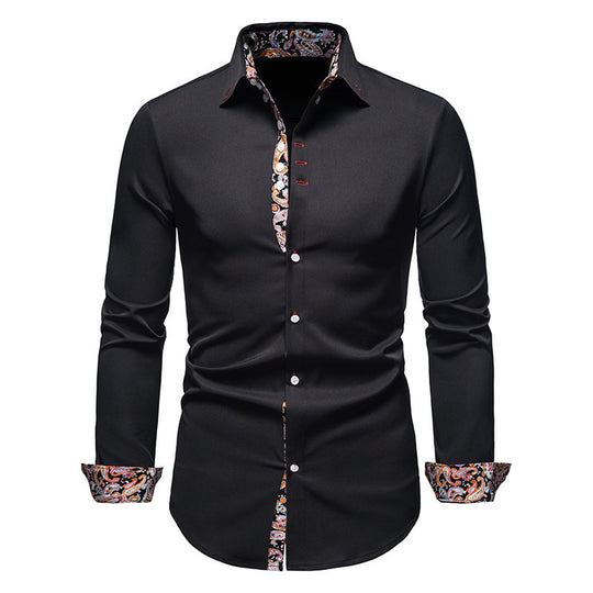 Herren Langarmhemd mit modernem Paisley-Muster und exklusiven Details EB