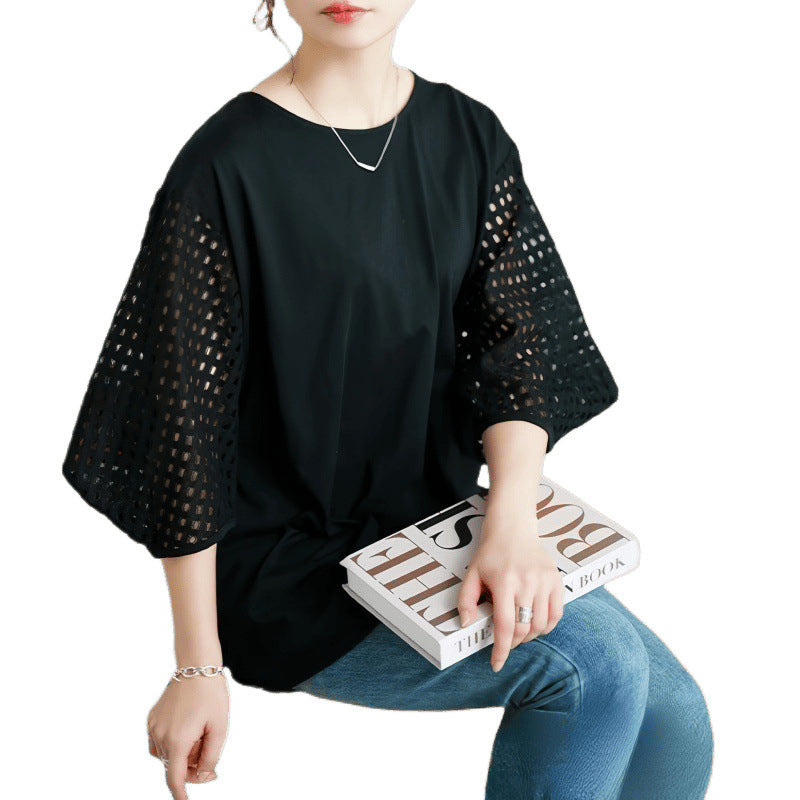 Damen stilvolles Oberteil mit strukturiertem Sleeve EB