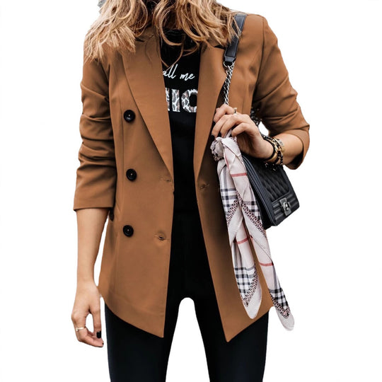 Damen Modischer Doppelreiher-Blazer mit schmaler Silhouette und praktischen Taschen EB