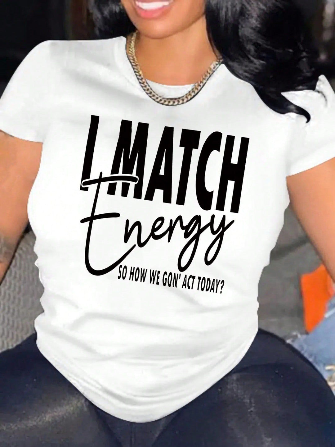 Damen Motiviertes Kurzarm-T-Shirt mit kreativem Schriftzug EB