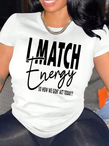 Damen Motiviertes Kurzarm-T-Shirt mit kreativem Schriftzug EB
