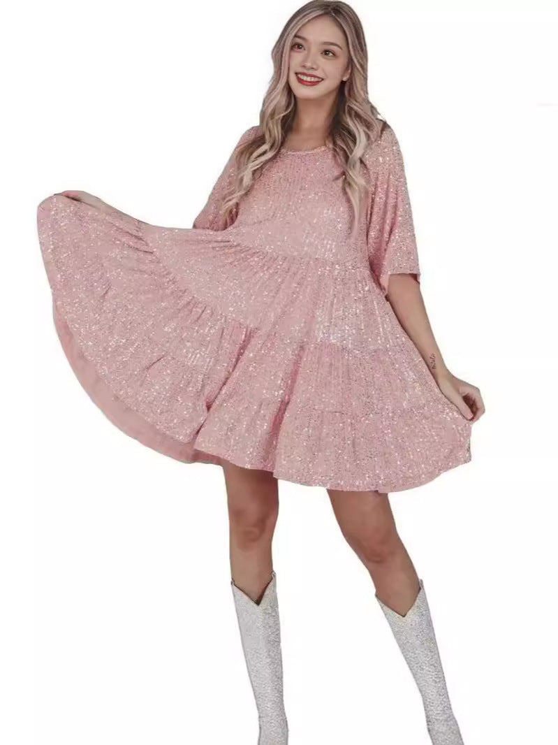 Damen Abendkleid mit funkelnden Pailletten EB