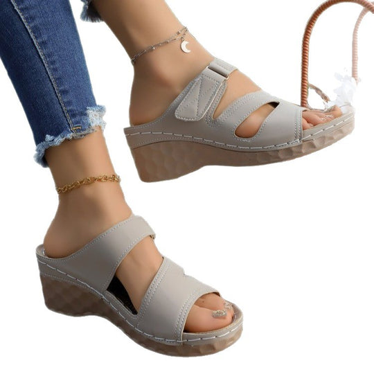 Damen Wedge-Pantoletten mit verstellbarem Riemendesign und Komfortsohle EB