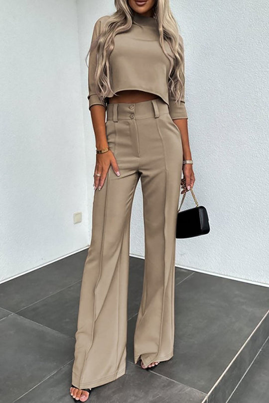 EB | Ärmel Pullover Weitbeinige Hosen Geschäftliche Freizeit Outfits Satz