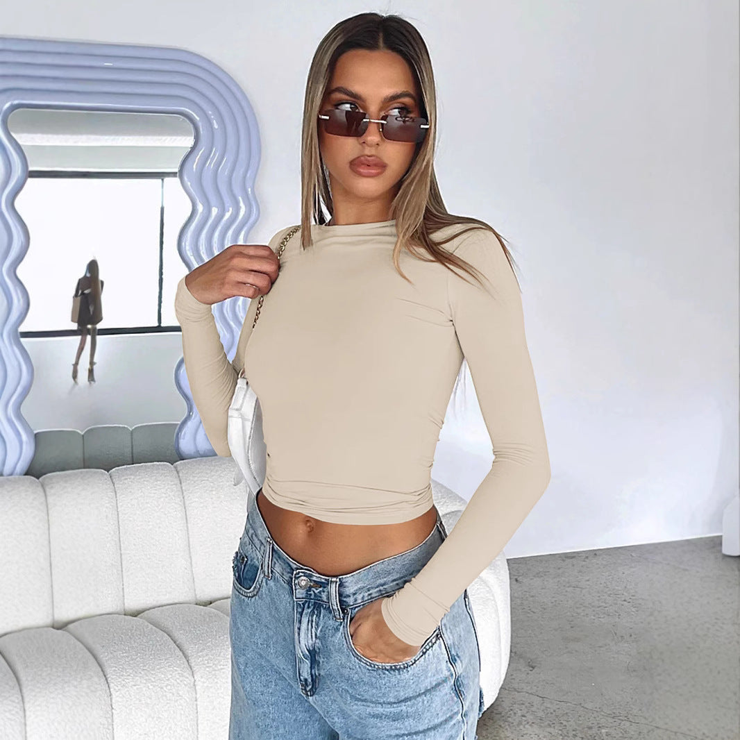 Damen Longsleeve-Oberteil mit figurbetontem Schnitt und Raffung EB