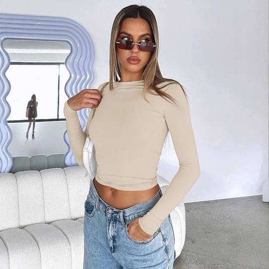 Damen Longsleeve-Oberteil mit figurbetontem Schnitt und Raffung EB