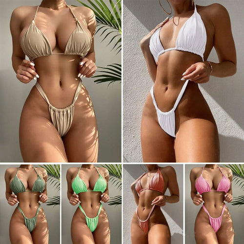 Damen Triangel-Bikini mit hohem Beinausschnitt EB