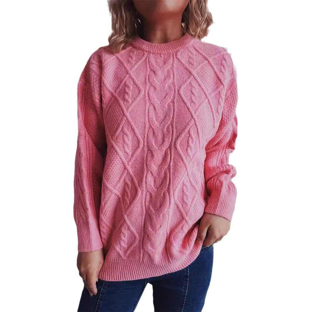 Damen Grobstrickpullover mit elegantem Zopfdesign und lässigem Schnitt EB