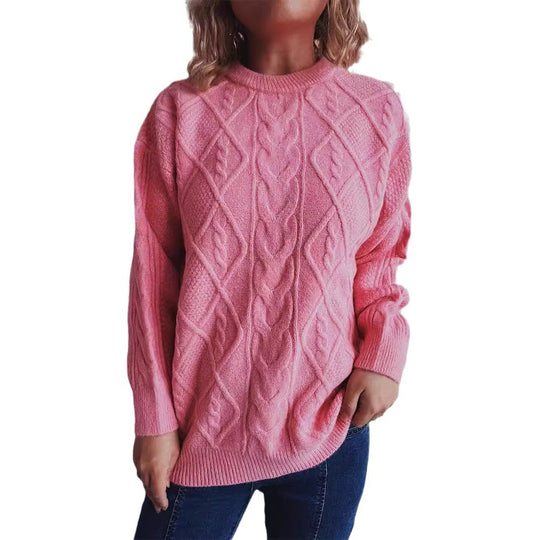 Damen Grobstrickpullover mit elegantem Zopfdesign und lässigem Schnitt EB