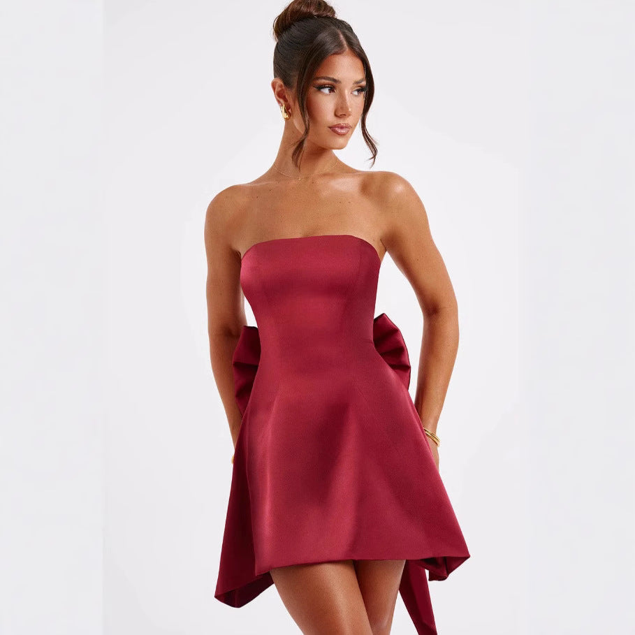 Damen Minikleid im eleganten Bandeau-Stil mit verspieltem Rückendetail EB