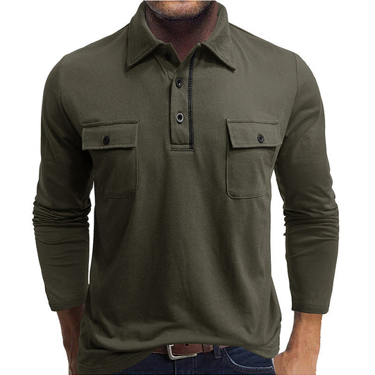 EB | Poloshirts Baumwollmischung Reguläre Passform Lange Ärmel Klappentaschen