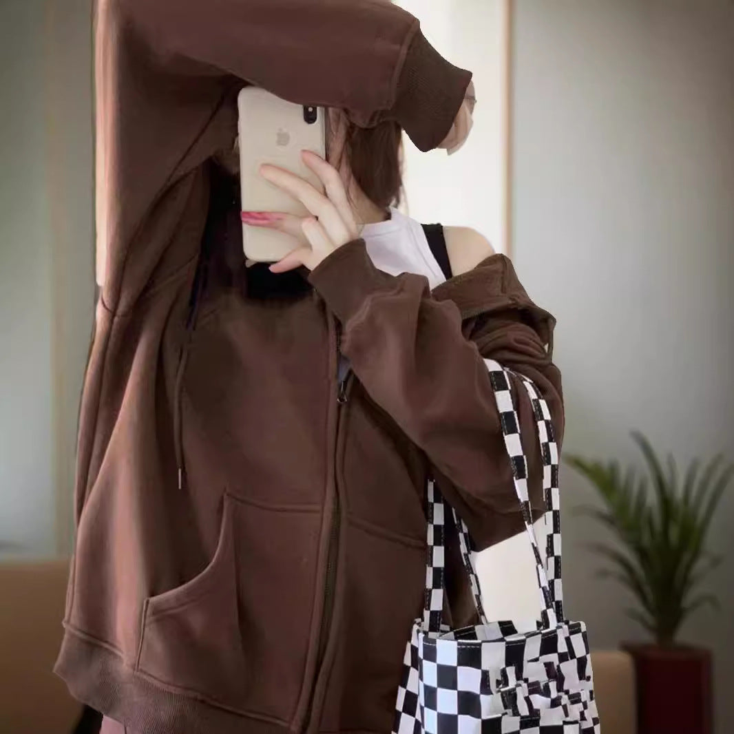 Damen nan extrabreite Zip-Kapuzenjacke mit weichem Fleecefutter, Kängurutaschen und gerippten Bündchen EB