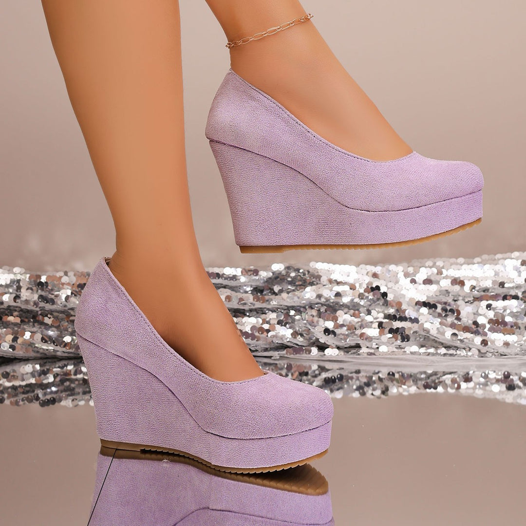 Damen Wedge-Pumps mit elegantem samtigem Obermaterial und komfortablem Fußbett EB