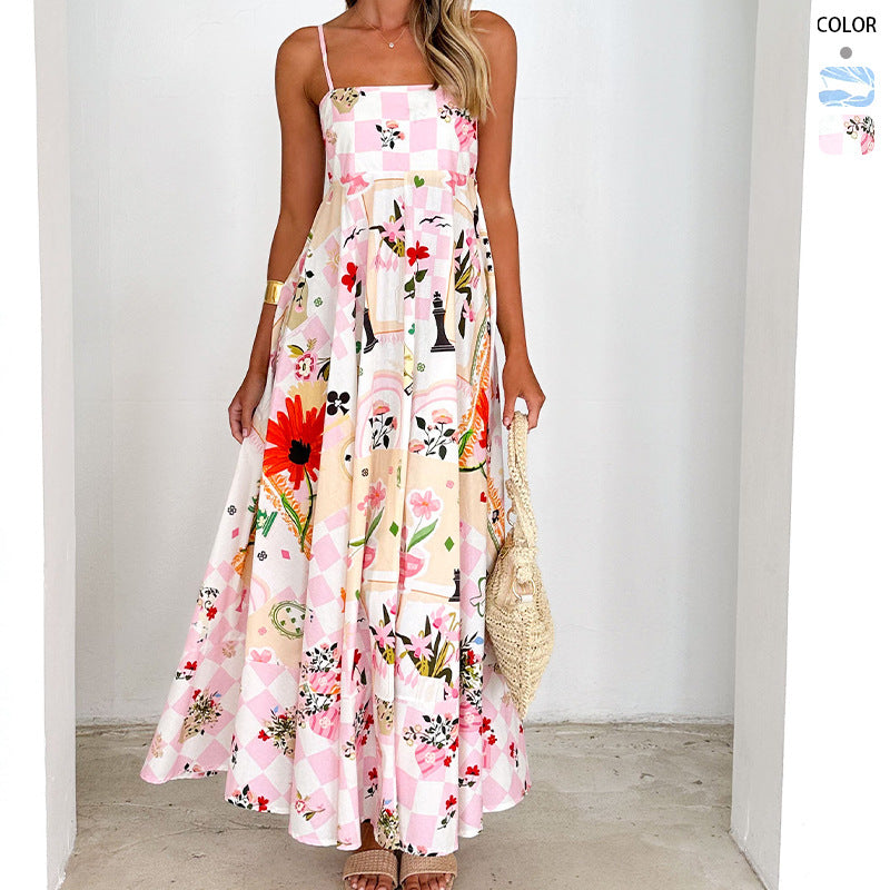 Damen Maxikleid mit verspieltem Blumendesign und ausgeschnittenen Details EB