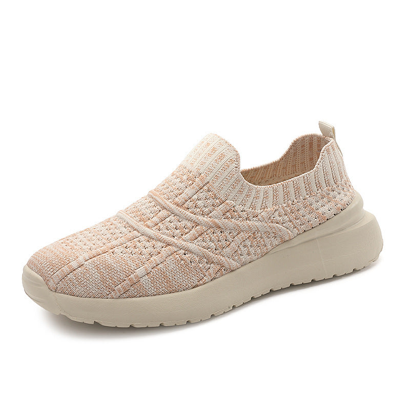 Damen nan sockenähnlicher Komfort-Slipper mit strukturiertem Strickobermaterial und gedämpfter EVA-Keilsohle EB