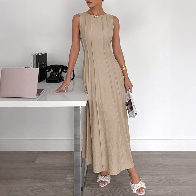 Damen Langarm Maxikleid mit eleganten Streifen und schmeichelndem Schnitt EB