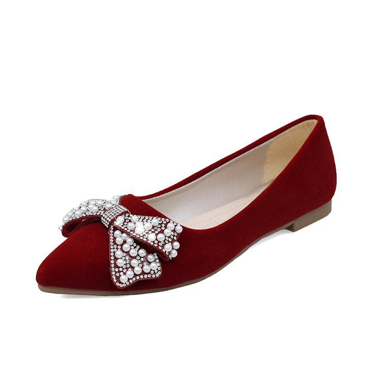 Damen elegante Ballerinas mit glamourösem Schleifen- und Strassakzent EB