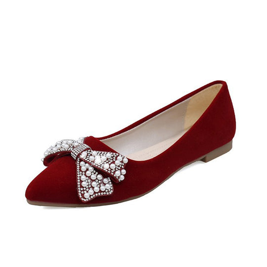 Damen elegante Ballerinas mit glamourösem Schleifen- und Strassakzent EB