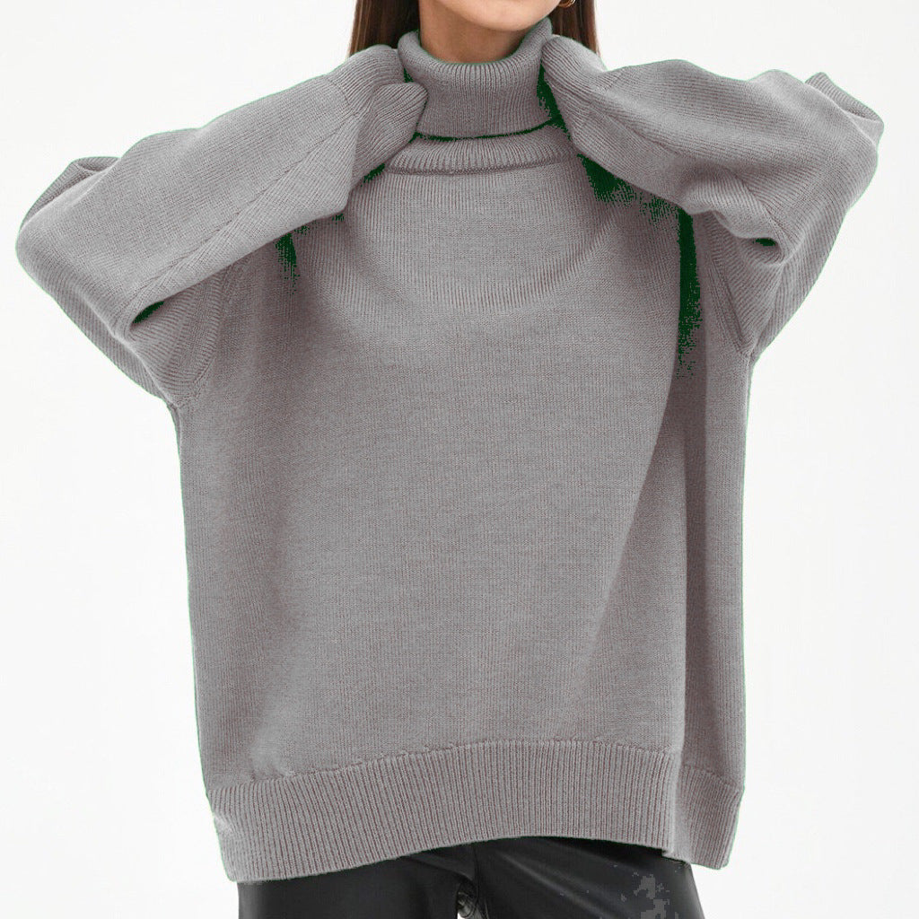 Damen Oversized Rollkragenpullover mit Rippstruktur EB