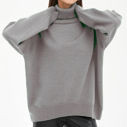 Damen Oversized Rollkragenpullover mit Rippstruktur EB