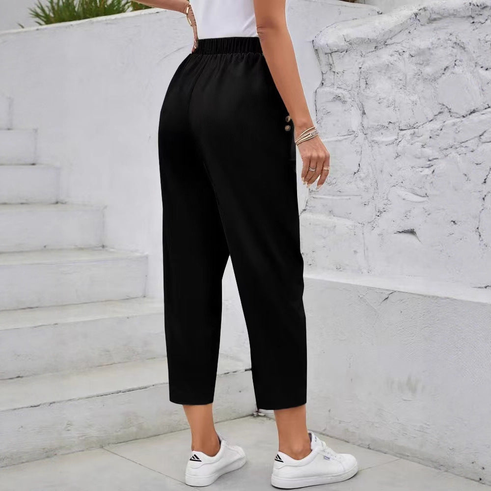 Damen Comfortable Freizeithose mit elastischem Bund und Taschen EB