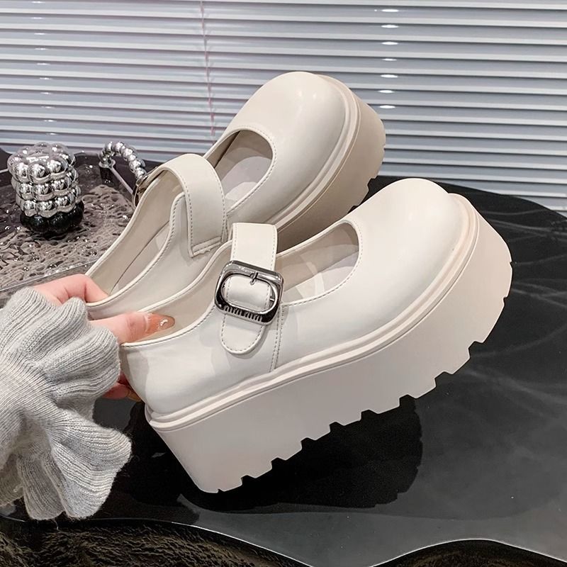 Damen Plattform-Schuhe mit Riemen und modischer Schnalle EB