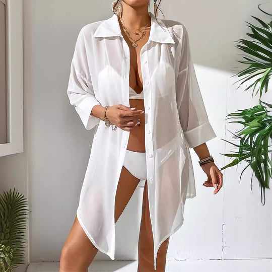 Damen transparenter Strandüberwurf EB