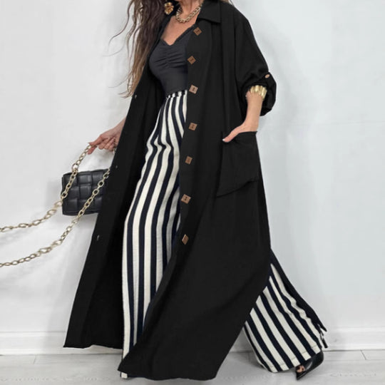 Damen Oversized Mantel mit klassischem Revers und Knopfdetails EB