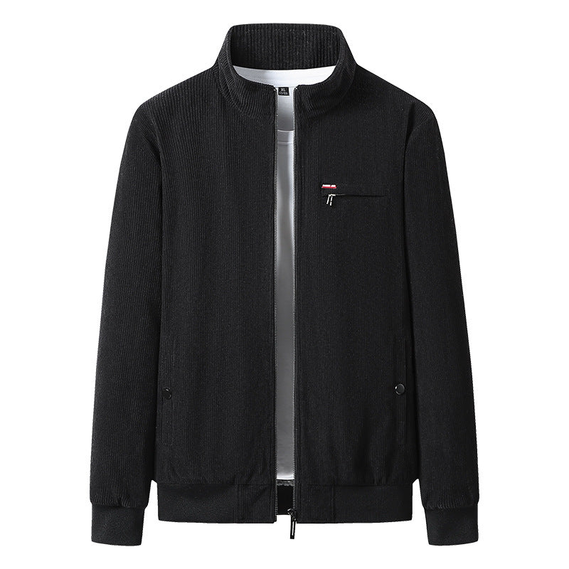 Herren hochwertiger Cordblouson mit Teddy-Innenfutter, Stehkragen und Brust-Reißverschluss EB