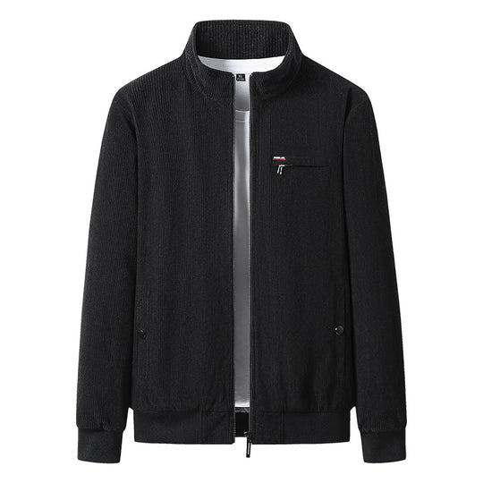 Herren hochwertiger Cordblouson mit Teddy-Innenfutter, Stehkragen und Brust-Reißverschluss EB