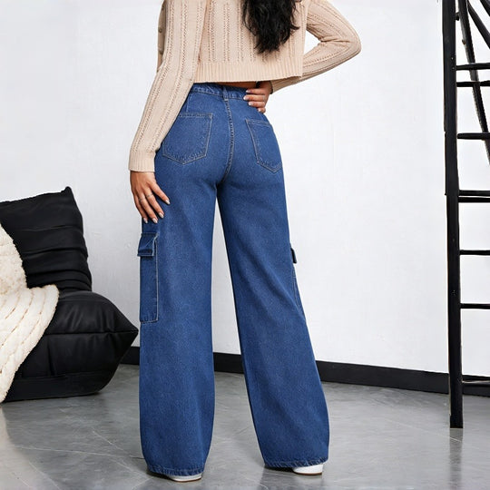 Damen Cargo-Jeans im lässigen Oversized-Schnitt mit praktischen Seitentaschen EB