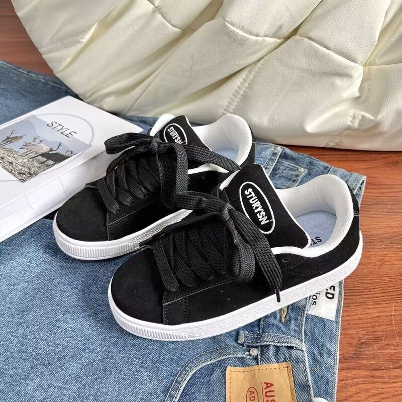 Damen Bequeme Sneakers aus weichem Wildleder mit sportlicher Sohle EB
