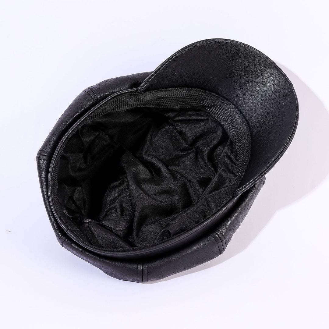 Damen Leder-Baker Boy Cap mit Klassischem Design EB