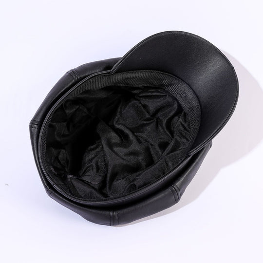 Damen Leder-Baker Boy Cap mit Klassischem Design EB