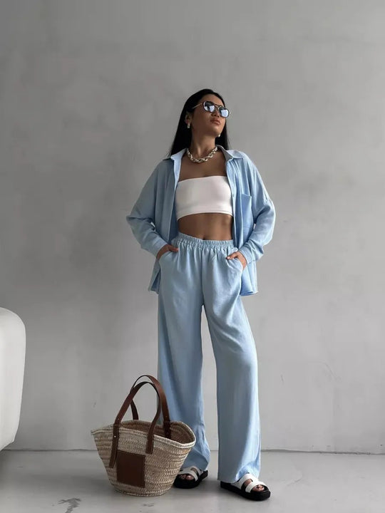 Damen lässige Bluse im Oversized-Stil mit Taschen EB