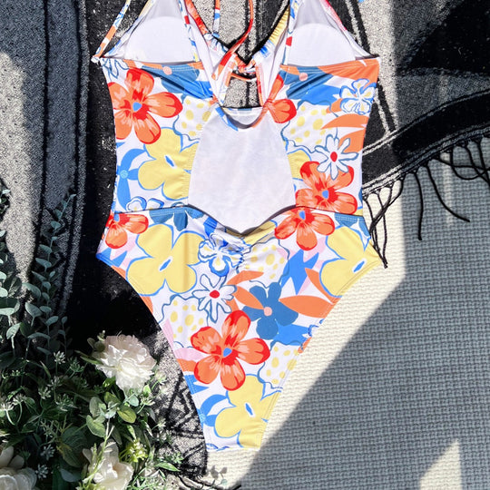 Damen Floral Design Einteiler Badeanzug EB