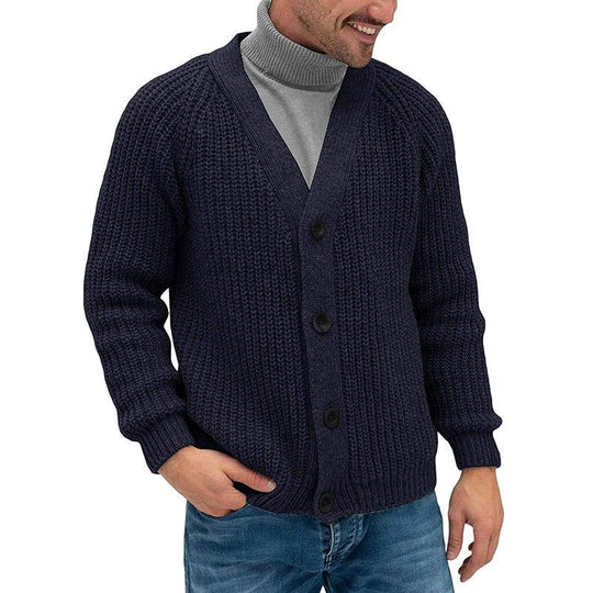 Herren Grobstrickjacke mit Knopfleiste EB