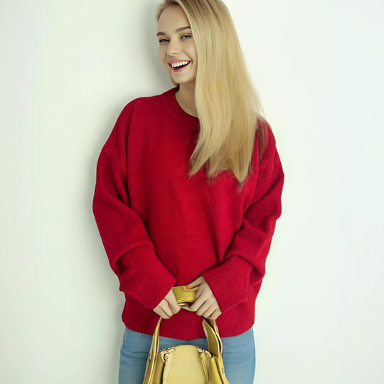 Damen lässiger Strickpullover mit weitem Schnitt und maximalem Komfort EB
