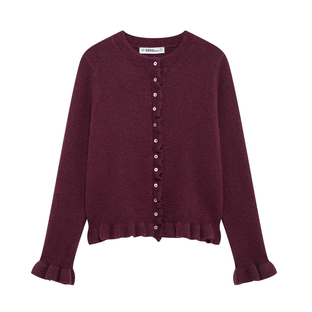 Damen elegante Strickjacke mit dekorativen Knöpfen EB