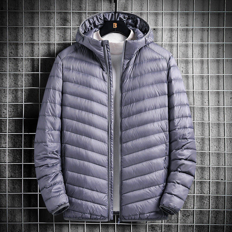 Herren nan ultraleichte Steppjacke mit Kapuze, winddichter Außenhülle und packbarem Thermofutter EB