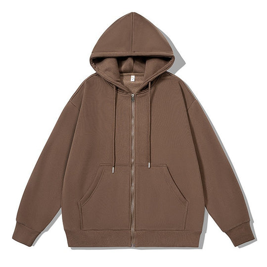 Unisex oversized Kapuzenjacke mit ausladendem Schulterschnitt, durchgehendem Reißverschluss und French-Terry EB