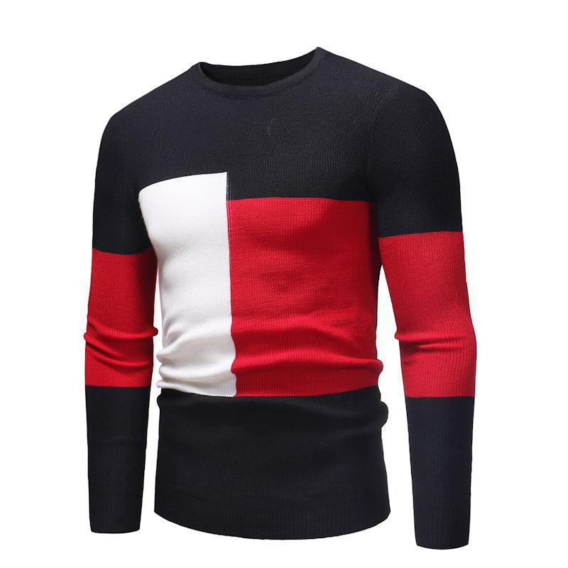 Herren Designer Pullover mit modernem Blockmuster EB